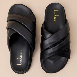 Lulu's Tolleson Black Slide Sandals BNWT 10